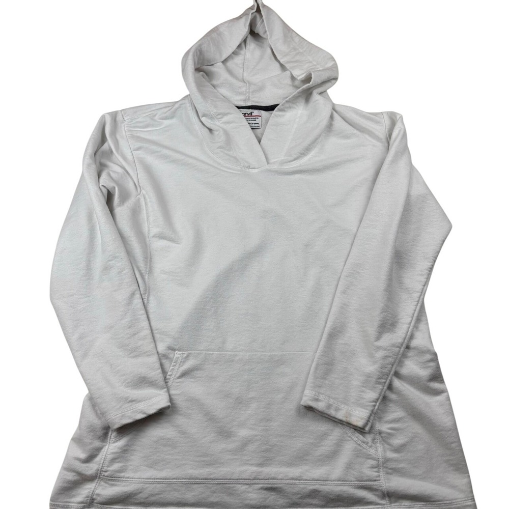 Red Bar Anvil Hoodie Sweatshirt‎ Pullover V-Neck Long Sleeve Top White XL Ladies